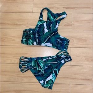 M | Palm Leaves Print | Racerback bikini 🌴👙💦